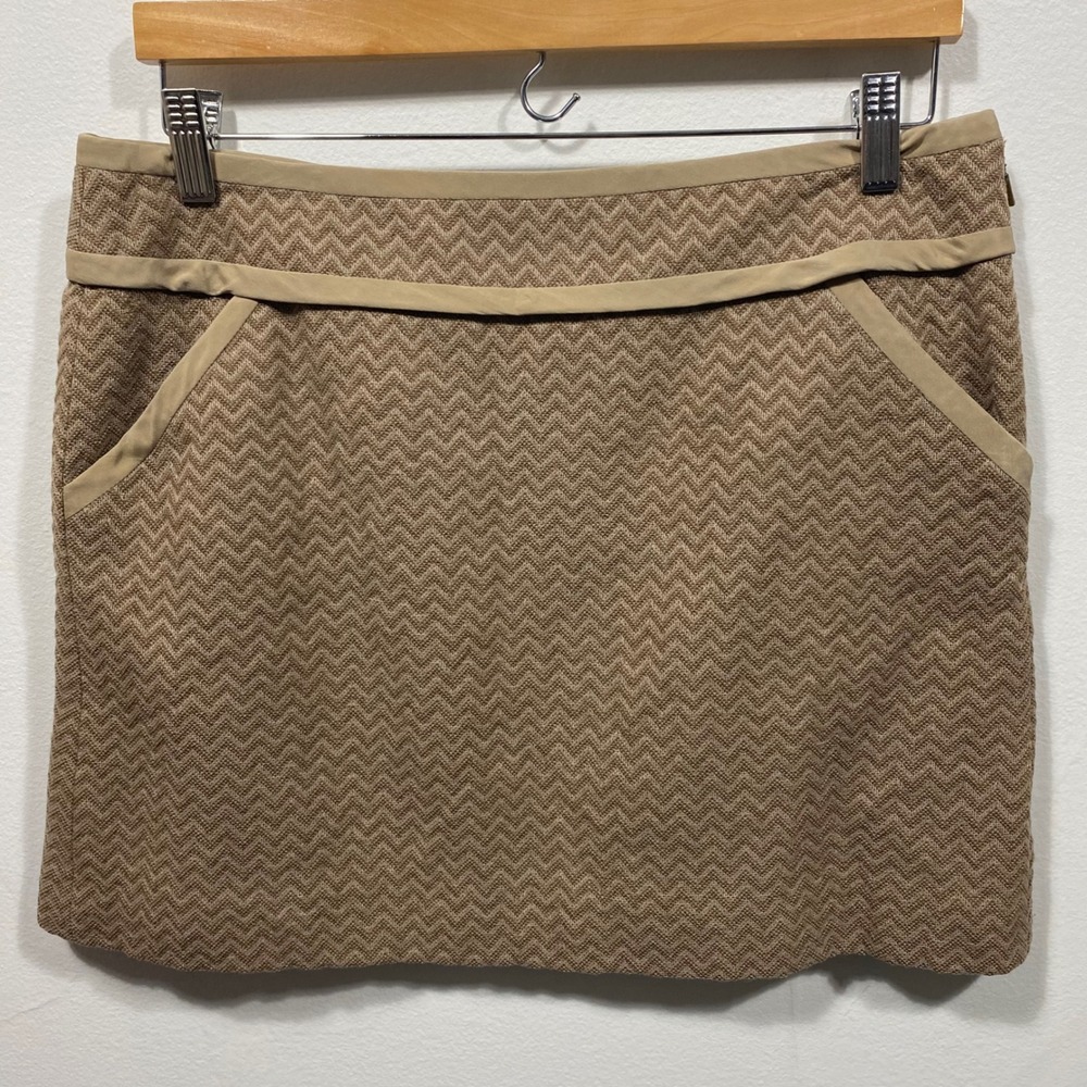 J. Crew 90's Wool Blend Chevron Mini Skirt Tan Size 10 Y2K Academia Preppy